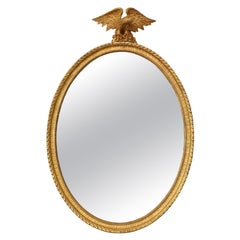 Georgian Oval Giltwood Mirror with Eagle Crest