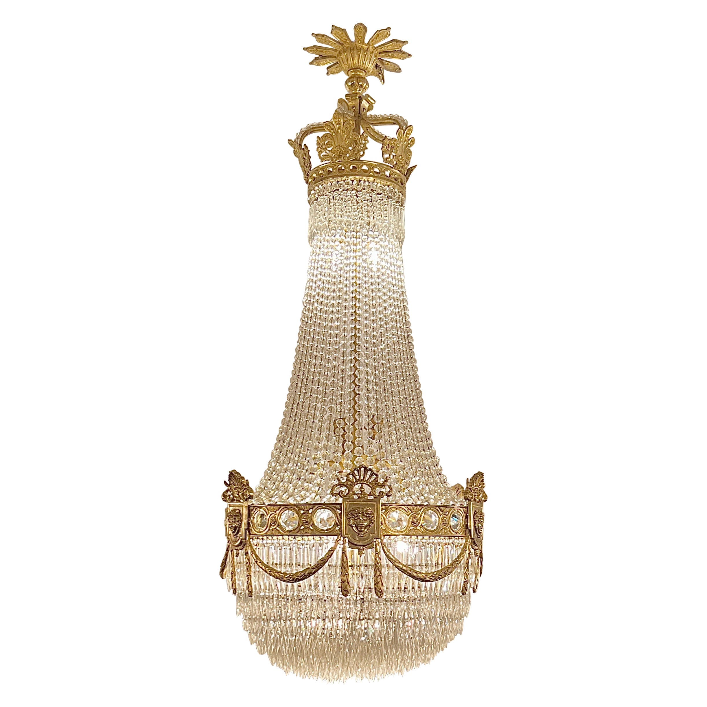 Antique 19th Century French Baccarat Crystal and Ormolu Chandelier, Circa 1890's