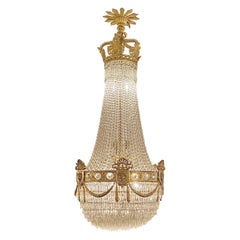 Antique 19th Century French Baccarat Crystal and Ormolu Chandelier, Circa 1890's