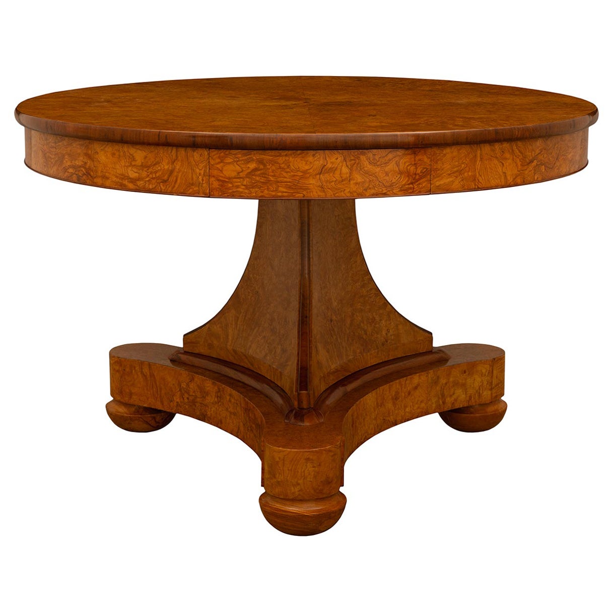 French 19th Century Charles X St. Burl Walnut Center Table