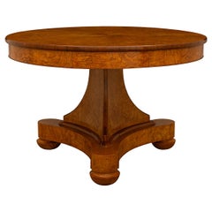 Antique French 19th Century Charles X St. Burl Walnut Center Table
