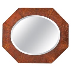 Miroir octogonal anglais Arts & Crafts en cuivre