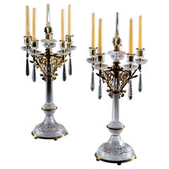 Vintage A Pair Of Gilt Bronze Five Light Candelabra By F & C Osler