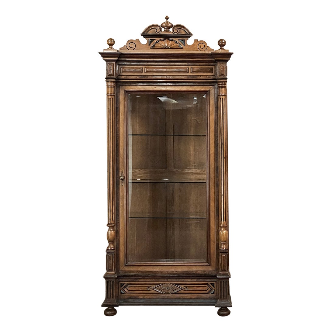 19th Century French Walnut Henri II Bookcase ~ Display Armoire For Sale
