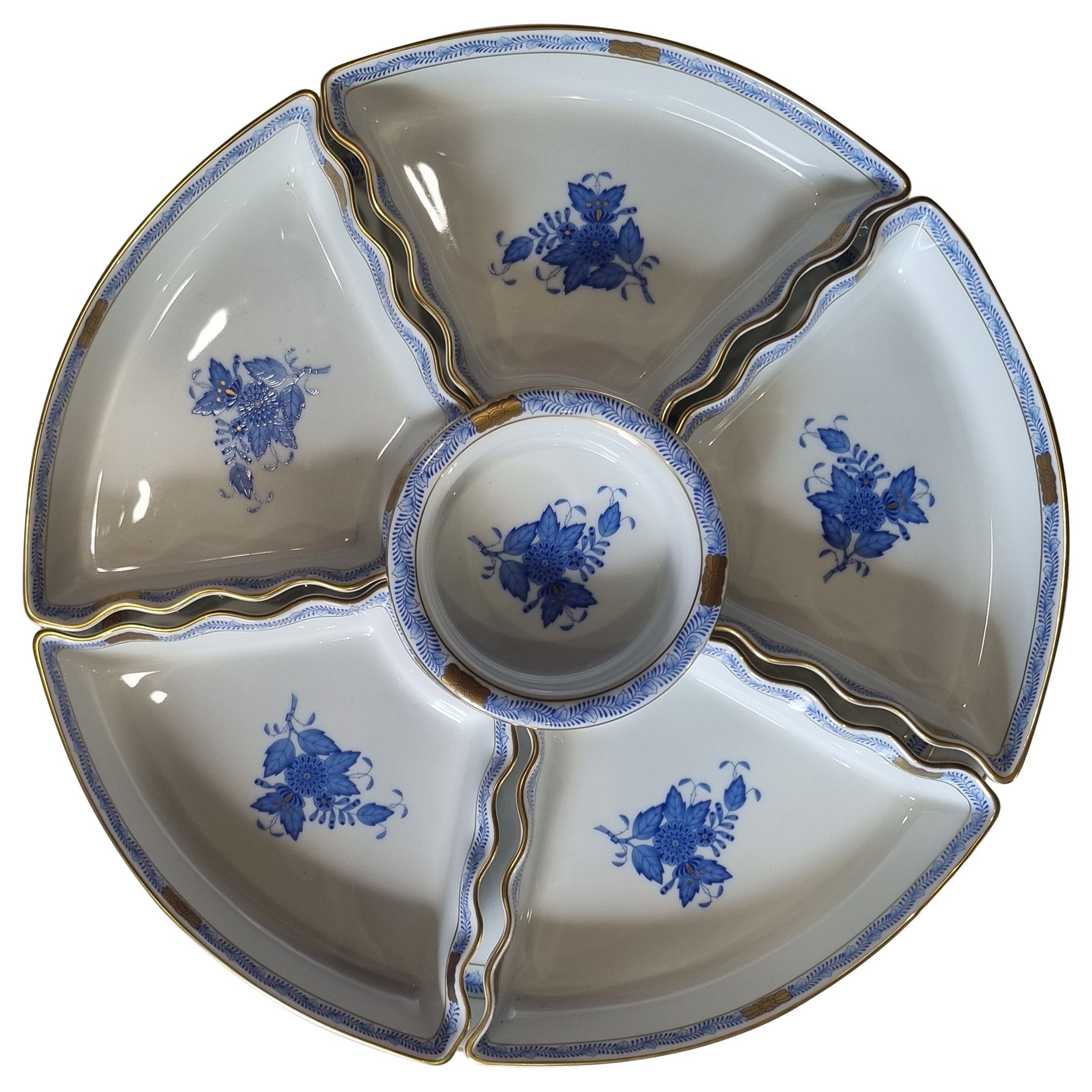 Herend "Apponyi"  Hand Painted Porcelain Hors D`Oeuvre Dish , Hungary, 2020 For Sale