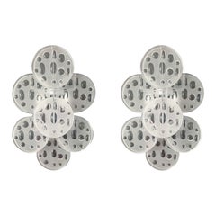 Vintage Pair of Frosted Disc Sconces