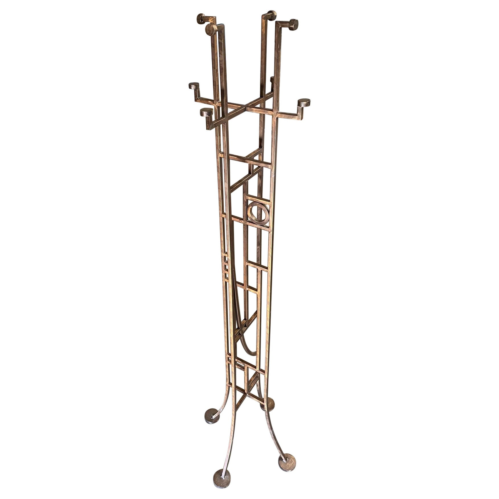 Frank Lloyd Wright Style Copper Colored Coat & Hat Rack For Sale