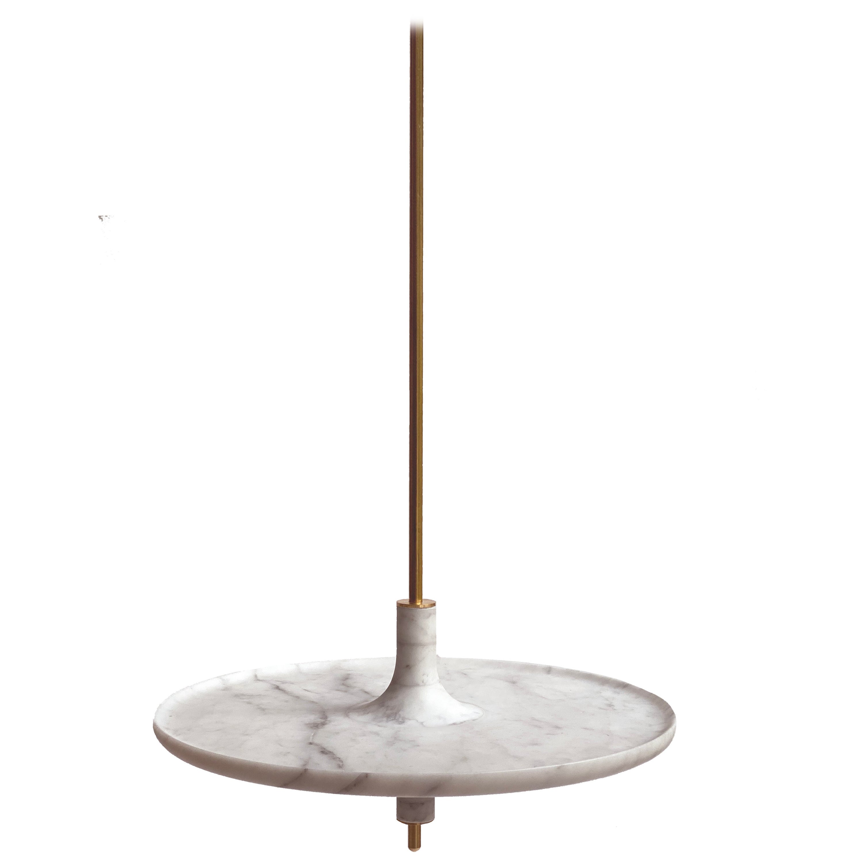 Toupy Carrara White Marble and Brass 38 Hanging Table by Mademoiselle Jo For Sale