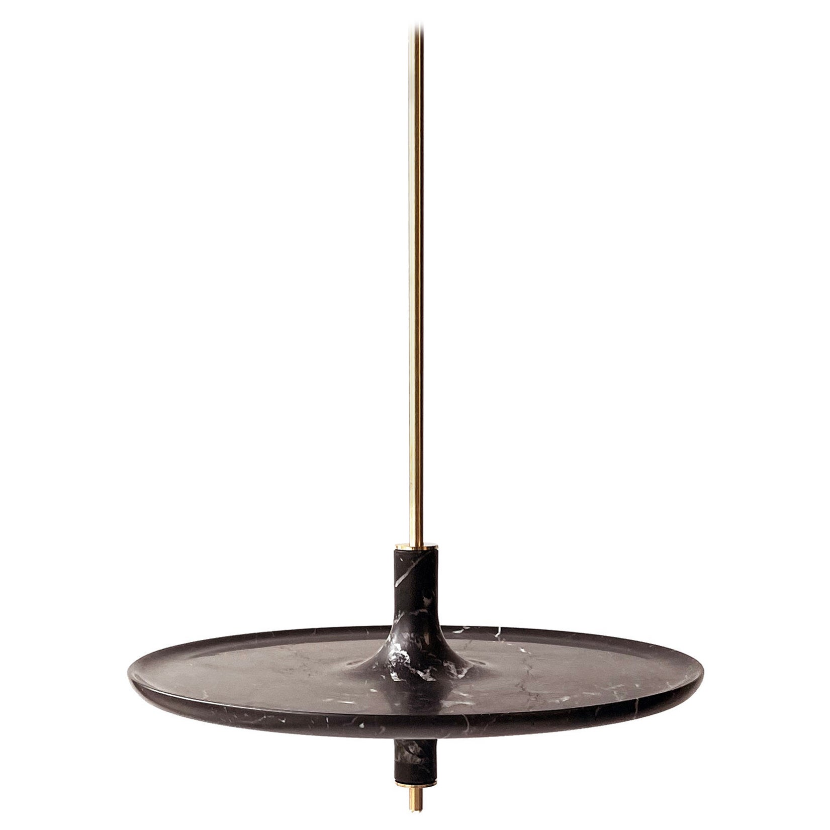 Toupy Black Marble and Brass 38 Hanging Table by Mademoiselle Jo For Sale