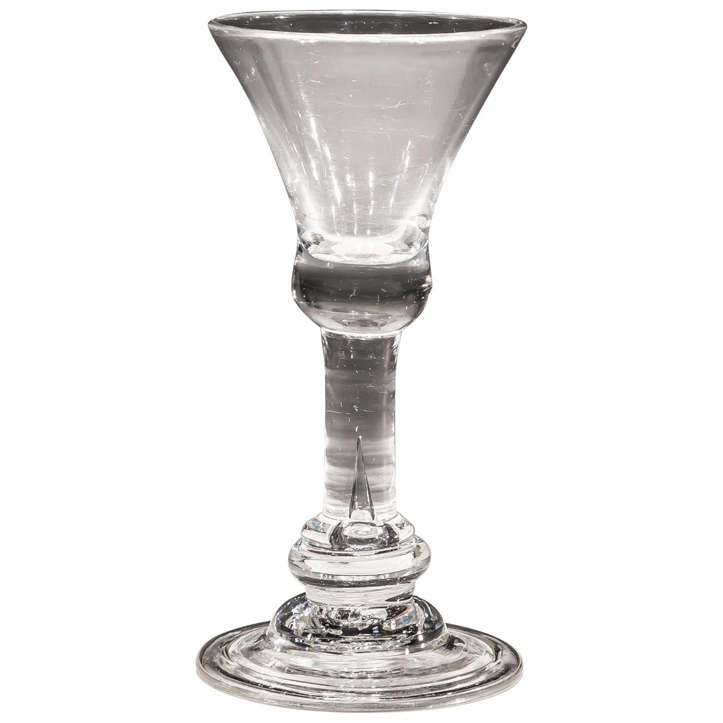 A Baluster Wine With Annulated Knop On Domed & Folded Foot For Sale