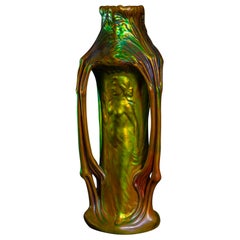 Vase à demoiselles Art nouveau de Sándor Apáti-Abt pour Zsolnay