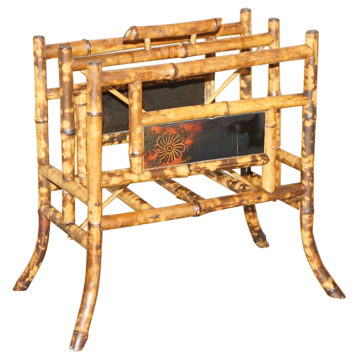 ANTiQUE CIRCA 1880 AESTHETIC MOVEMENT BAMBOO CARVED CHINESE MAGAZINE PAPER RACK For Sale