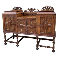 Ancien buffet anglais Buffet Serveur Cabinet en chêne Jacobean Barley Twist