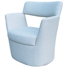 Modernist Armchair in Woven Outdoor Fabric by Pierre Frey