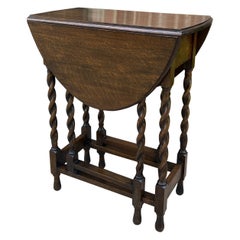Antiker englischer Tisch mit ausklappbarem Torbein aus PETITE-Barley-Twist-Eiche OVAL