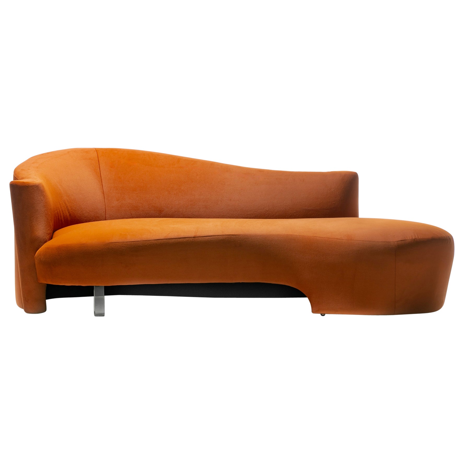 Amorphous Post Modern Serpentine Sofa in Terra Cotta Velvet for Weiman