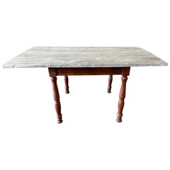 Vintage Swedish Style White Washed Table Painted Base Dining Table
