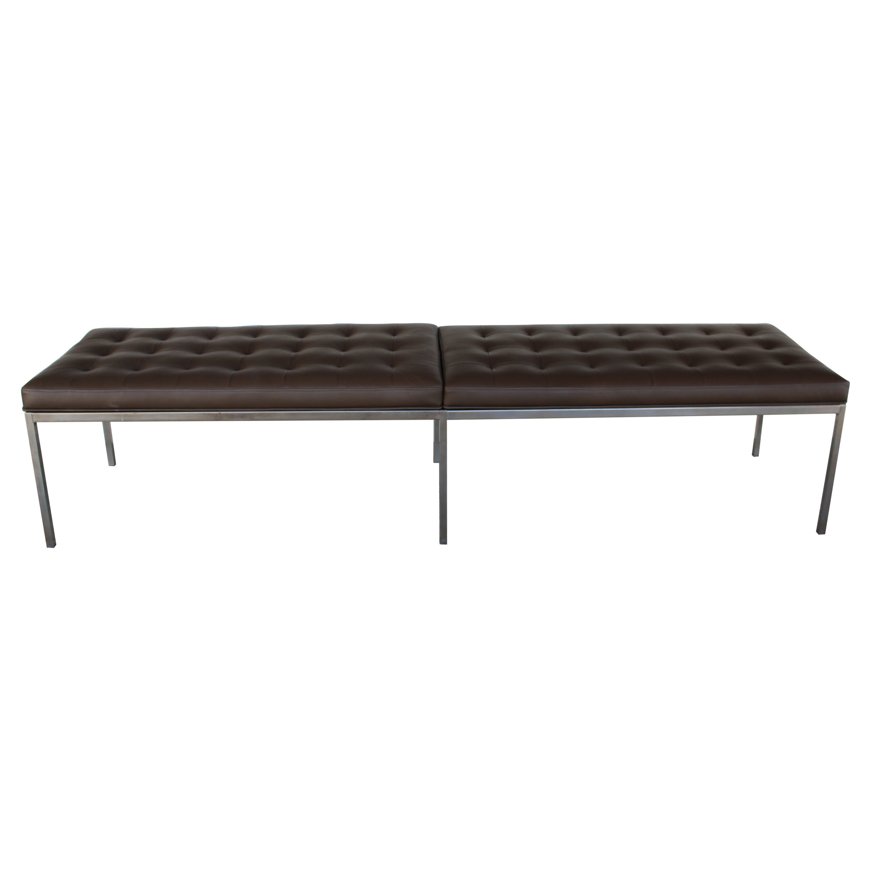 Florence Knoll Leather Bench, Knoll Associates Inc. For Sale