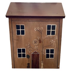Hand Painted Wooden House with Storage - in an American Folk Art Style