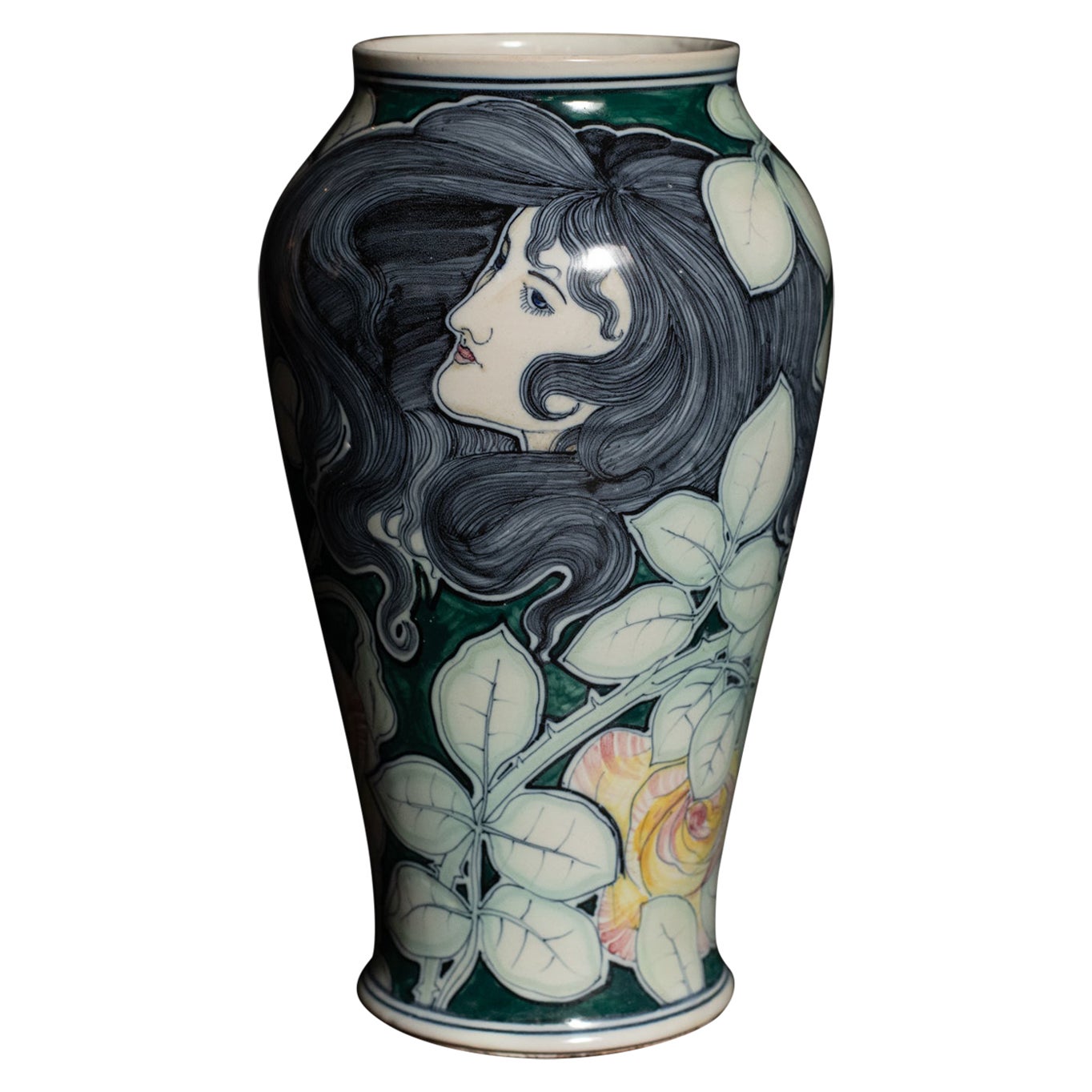 Art Nouveau Stile Liberty Portrait Vase by Galileo Chini For Sale
