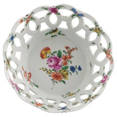 First Period Worcester Porcelain Pierced Basket c1770