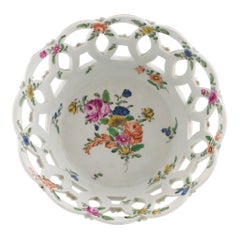 First Period Worcester Porcelain Pierced Basket c1770