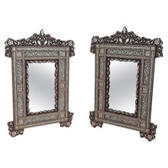 Pair of Syrian Mirrors in carved wood and inlays XIX°