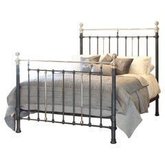 Antique Charcoal Victorian Bed with Nickel Plating MK289