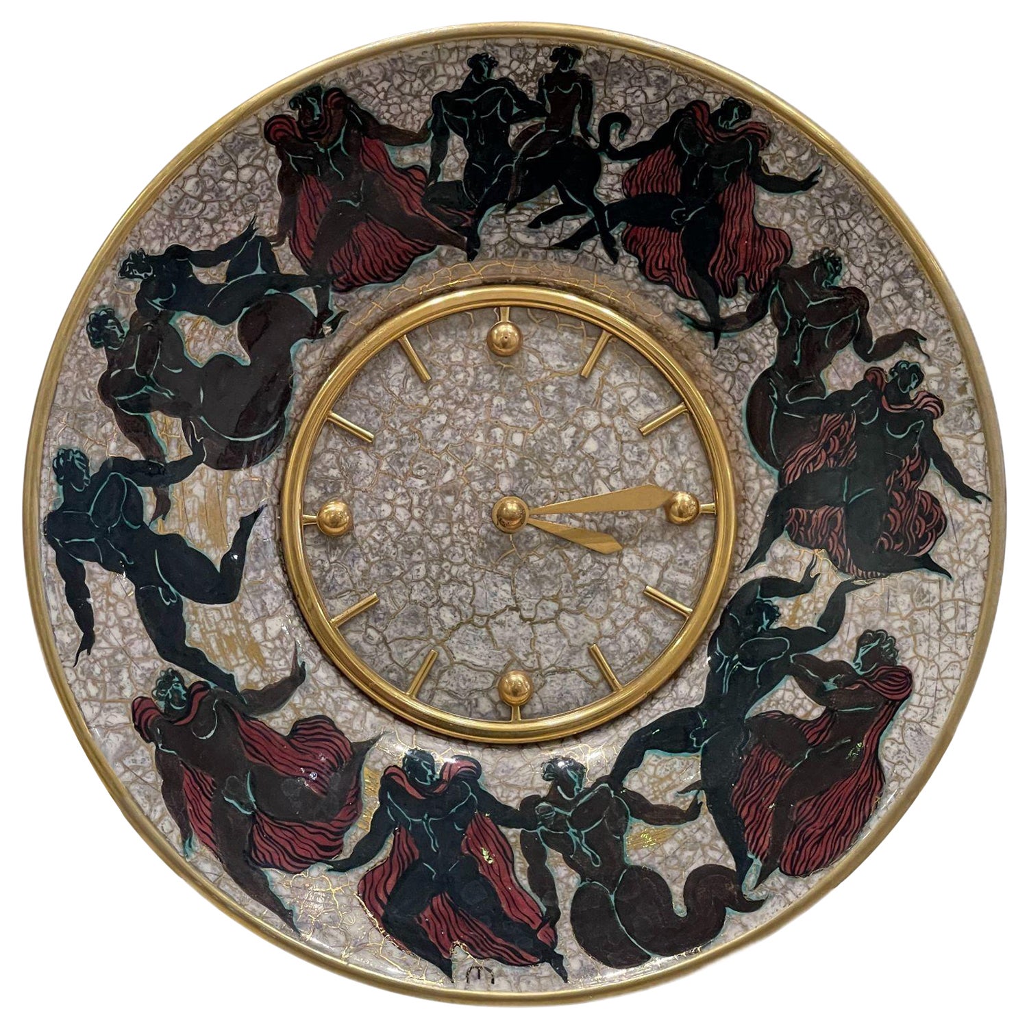 Stunning Clock by Hour Lavigne (mechanism) and Mayodon (ceramist), France, 1950 For Sale