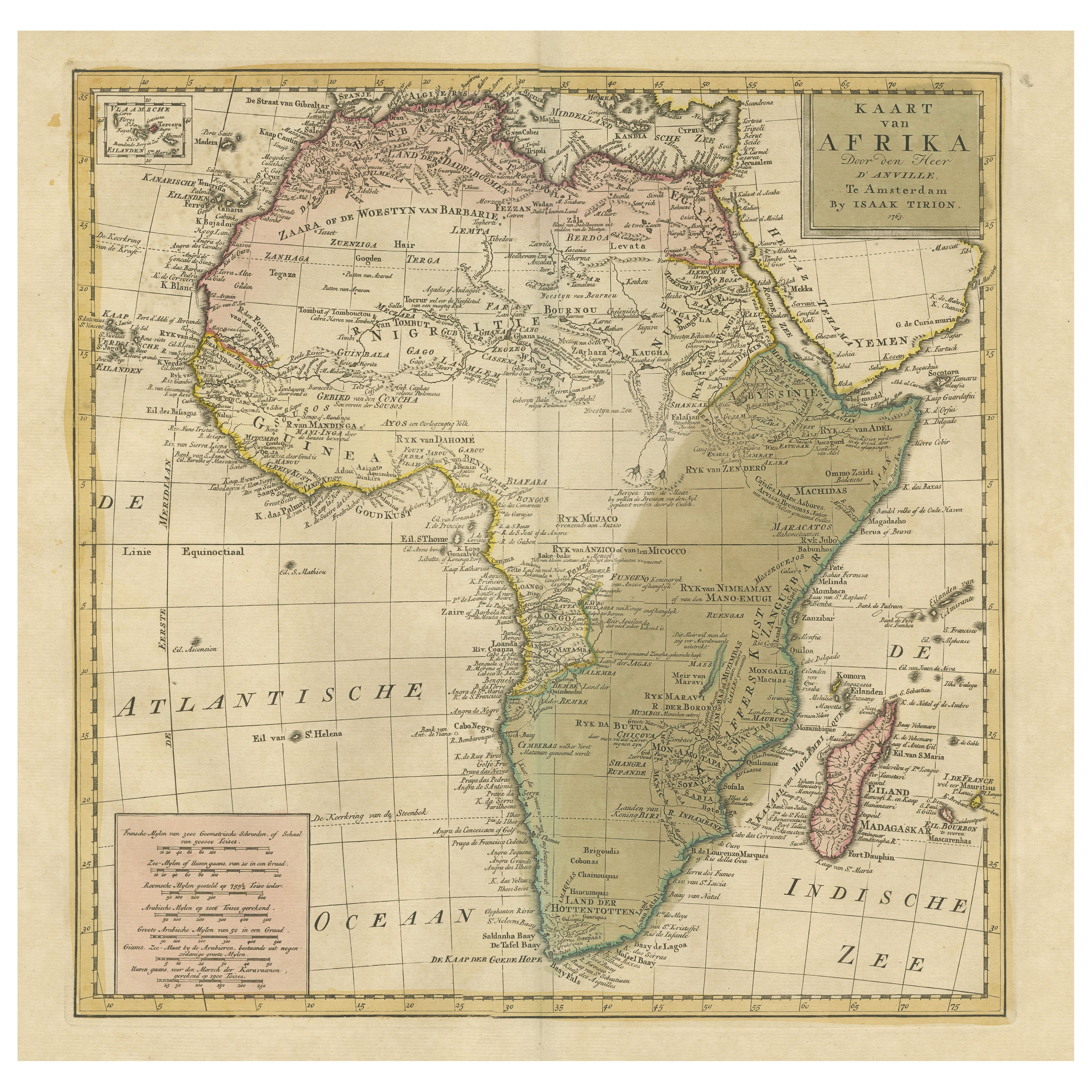 Carte ancienne d'Afrique avec coloration à la main d'origine en vente