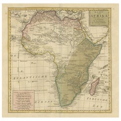 Antike Karte von Afrika mit Original-Handkolorierung