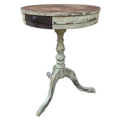 Antique American Regency Round Painted Walnut Side Table, Late 19th Century