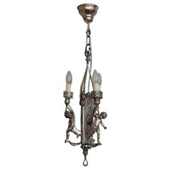 Used Mid 19thC Silver Plated Ceiling Candle Light Fitting