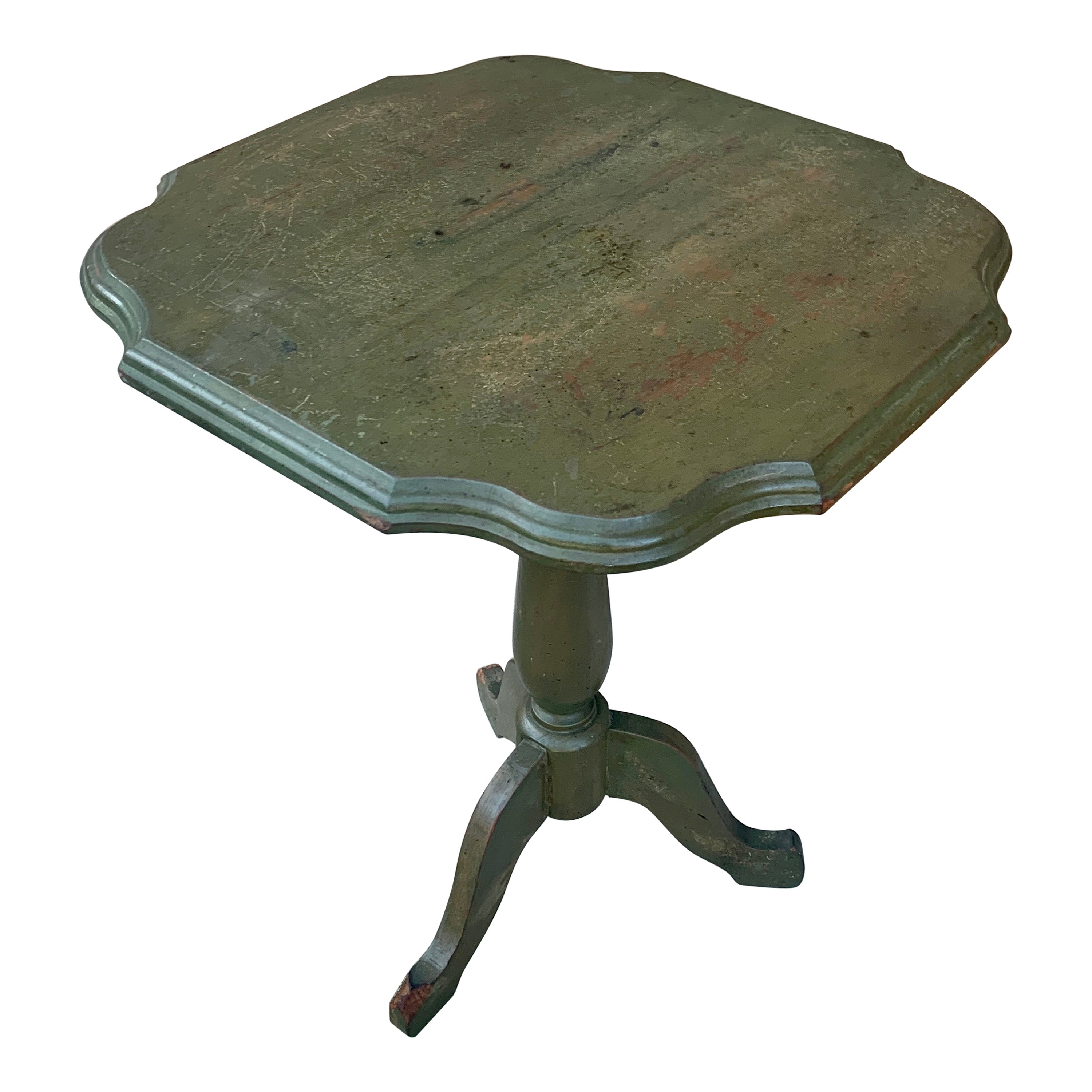 American Colonial Flip Top Painted Walnut Side Table, 1950s For Sale