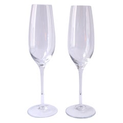 Tiffany & Co Crystal Champagne Flutes Glasses, Pair