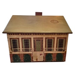 Hand Painted Wooden House with Storage - in an American Folk Art Style