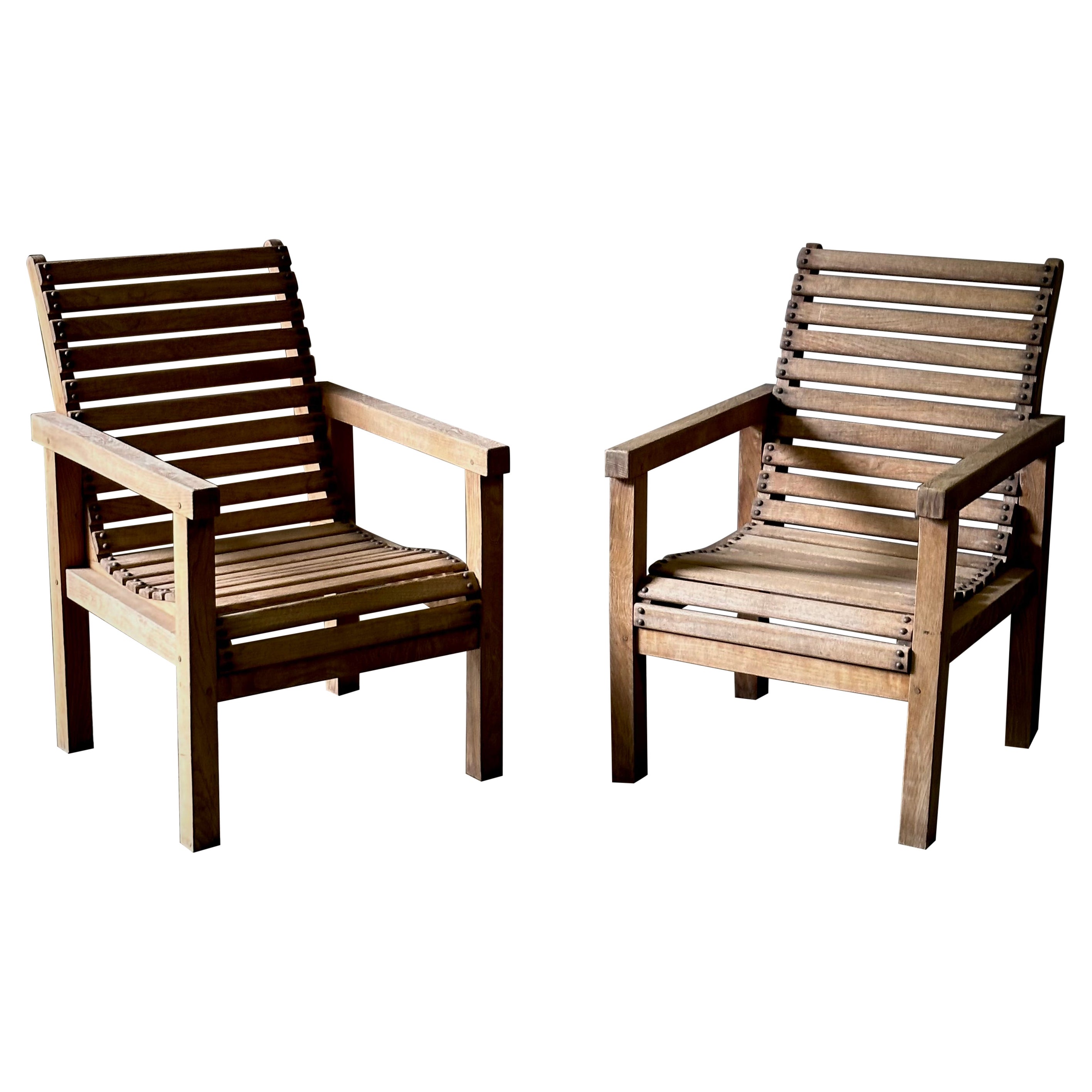 Paar französische Sessel aus Eschenholz der 1970er Jahre