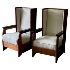 Pair of Haagse School High Back Armchairs
