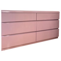 1980 Laminate Pink 6 Drawers Dresser
