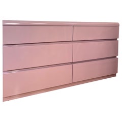 1980 Cassettiera a 6 cassetti in laminato rosa