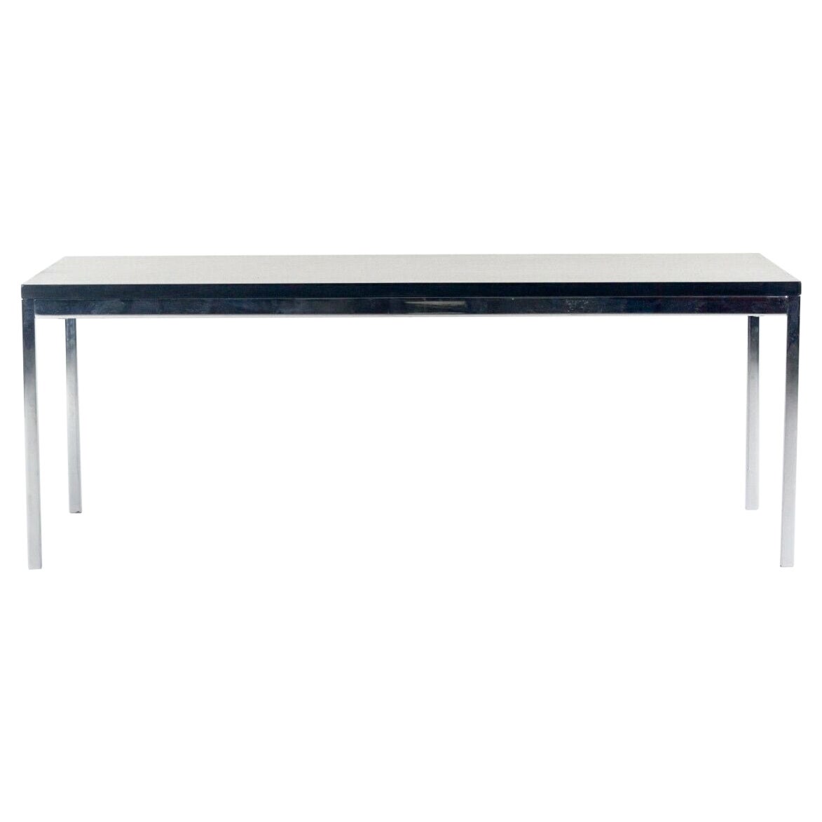 2012 Florence Knoll Ebonized Walnut and Chromed Steel 46 x 22 inch Coffee Table For Sale