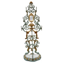 19th Century French Cast Iron Painted and Gilded Hall Stand