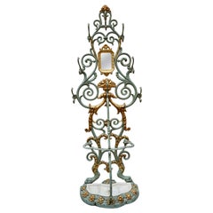 Stand da sala francese Art Nouveau in ghisa dipinta e dorata del XIX secolo