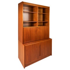 China Cabinet in Teak with Secretary Drop Down Desk Top After Poul Hundevad, 70s