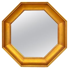 Miroir mural hexagonal moderne en bois doré sculpté John Widdicomb des années 1970 