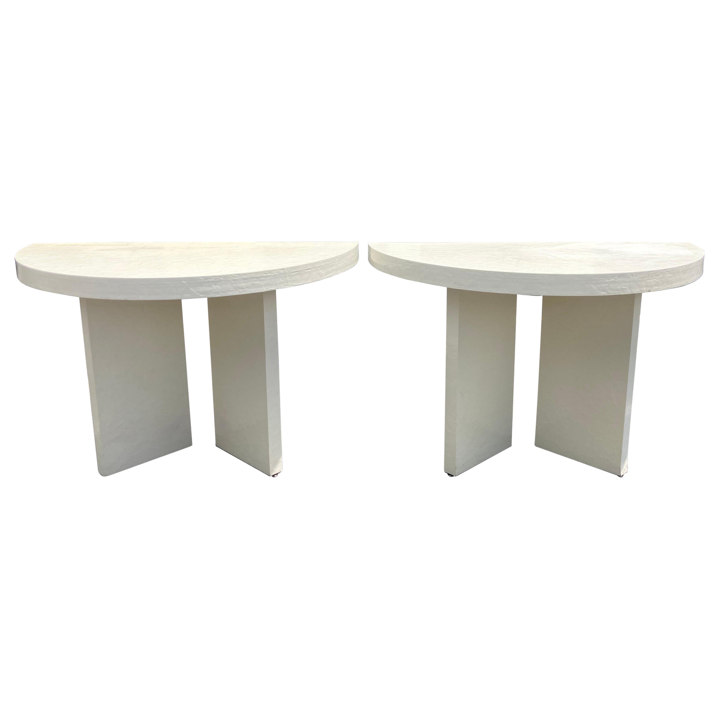 Pair of Demi-Lune Tables, Semi Circle, 1980s For Sale