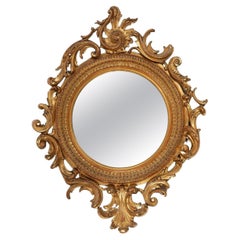 19th century French Empire Circular Mirror in Giltwood frame