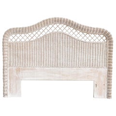 Boho Chic White Wash Queen Size Wicker Headboard