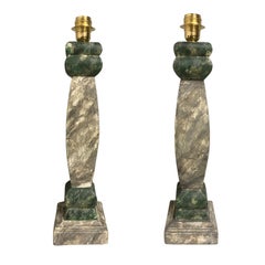Pair Of Italian Faux Marble Balustrade Lamps