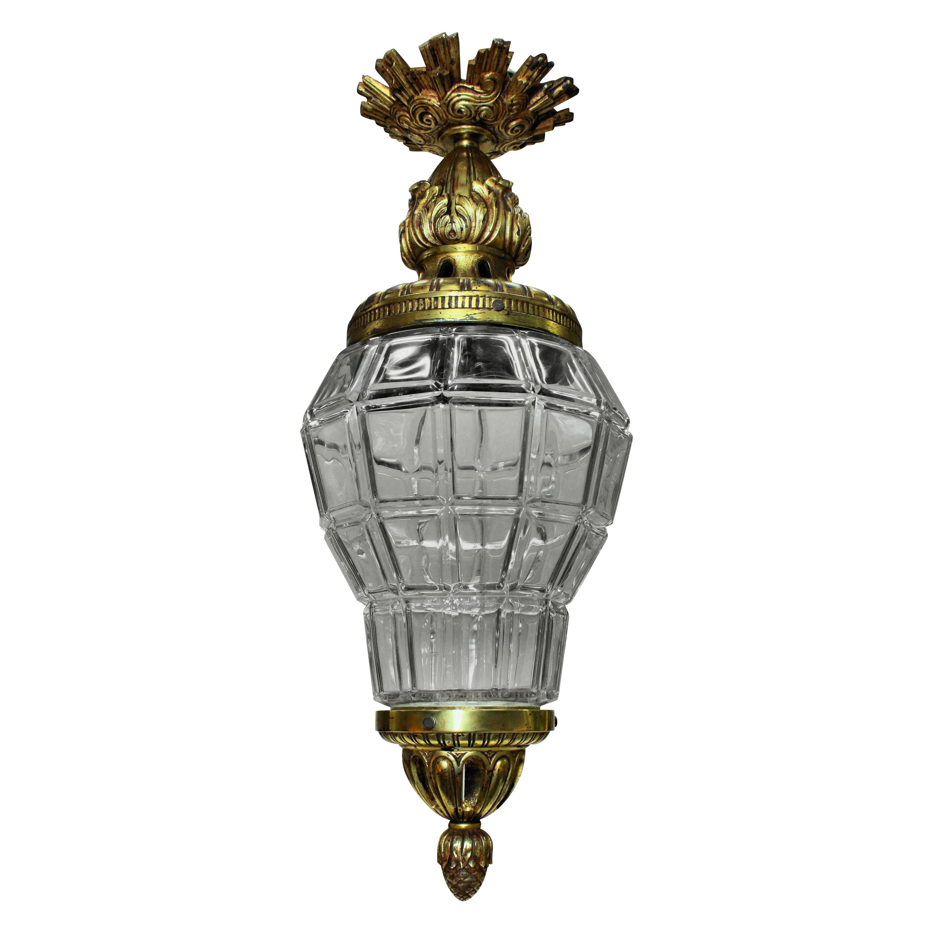 Gilt Bronze & Glass Lantern After Versaille
